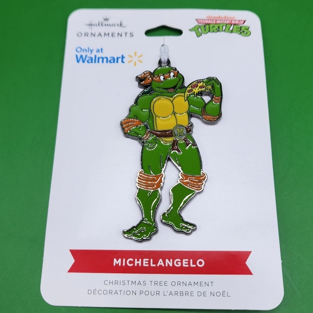 TMNT Michelangelo Enamel Metal Christmas Tree Ornament Hallmark 3" Ninja Turtles